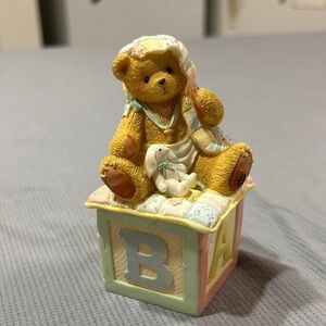Cherished Teddies Yellow and Pastel Block Figurine